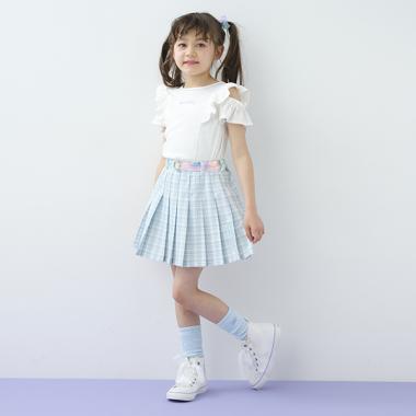 クリアベルトつき　チェックプリーツスカパン