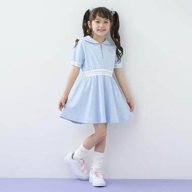 ハーフジップ　セーラーワンピース
