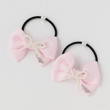 パールリボン　ヘアポニー　2個セット