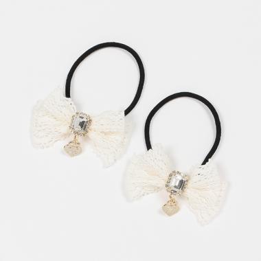 キラキラレースリボン　ヘアポニー2個セット【日本製】