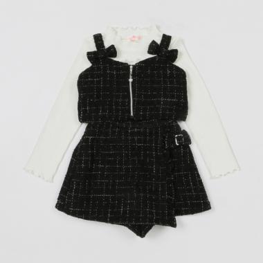 ツィードビスチェ×キュロットスカート　セットアップ