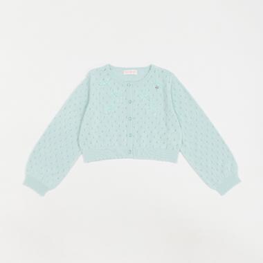 透かし編リボン　カーディガン