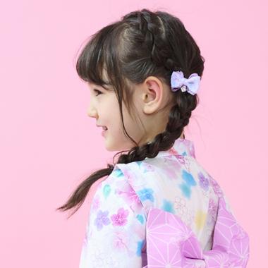 お花刺しゅうリボン　ヘアポニー2個セット【日本製】