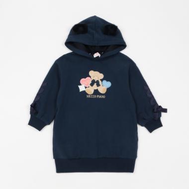 【人気商品再入荷】【直営店で取り扱い無し】クマアップリケ　パーカワンピース