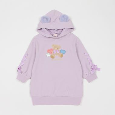 【人気商品再入荷】【直営店で取り扱い無し】クマアップリケ　パーカワンピース