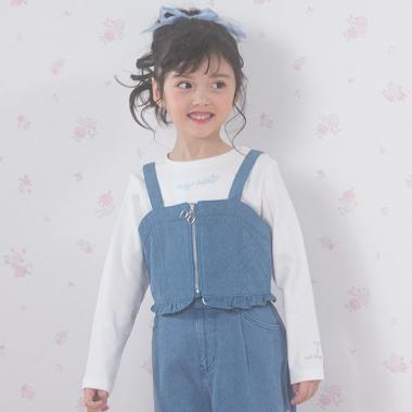 デニムビスチェ×長袖Tシャツセット