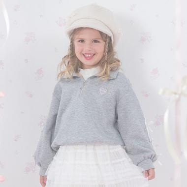 リボンライン　ハーフジップトレーナー