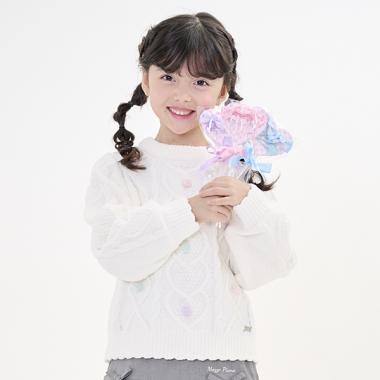 カラフルポンポン　モールニットプルオーバー