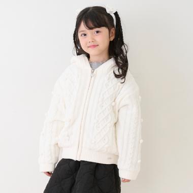 モールニット　裏ボア　ジップパーカ