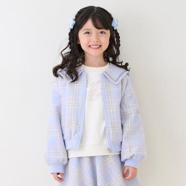 シャギーチェック・ボア　セーラーブルゾン