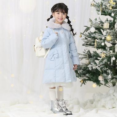 ファー衿つき　ウォッシャブル　ロングダウン