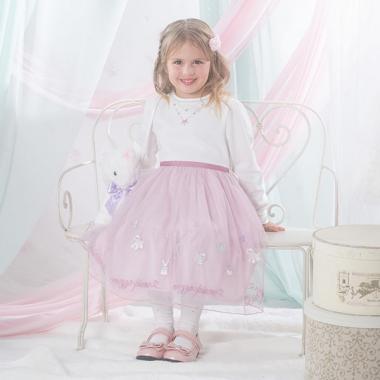 ショッピングモチーフ刺しゅうチュール ドッキングワンピース