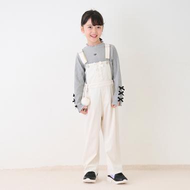 裏起毛デニム・コール天　レースアップ　サロペットパンツ