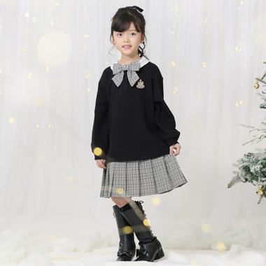 チェックプリーツ　ドッキングワンピース