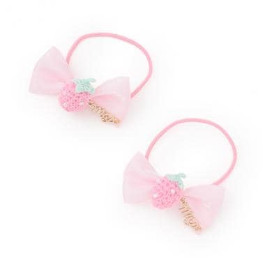 イチゴ編みモチーフ　ヘアポニー2個セット