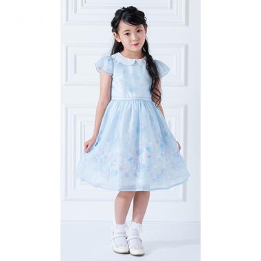 花柄パネルプリント＆刺しゅう　ワンピース