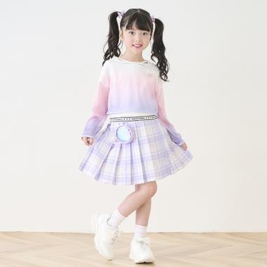 ポーチ付　チェックプリーツスカパン