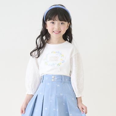 フラワーリース　7分袖Tシャツ