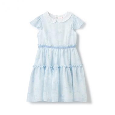 水彩ミモザ柄　衿付ワンピース