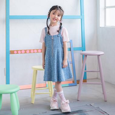 ハート柄デニム　ジャンパースカート