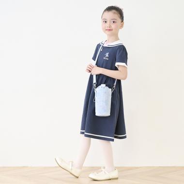 【バレエ】セーラーカラーギンガムチェック前開きワンピース