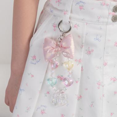 リボン×ビーズ　キーチャーム
