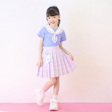 ミニポーチつき　チェックプリーツスカパン