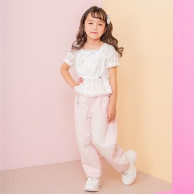 チャームつき　接触冷感デニムワイドパンツ