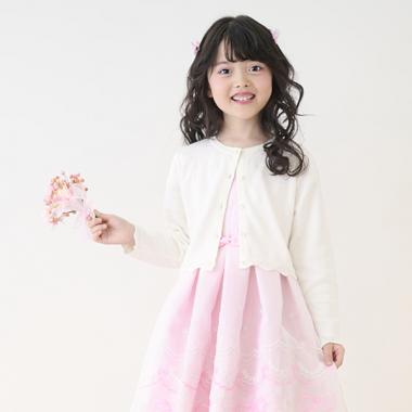 透かしスカラップ　ニットボレロ