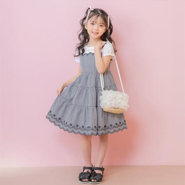 カットワークギンガム　ドッキングワンピース