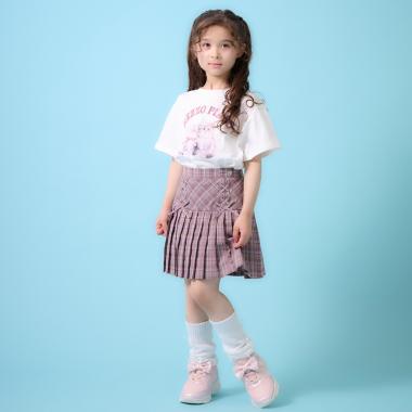 レースアップ　チェックプリーツスカパン