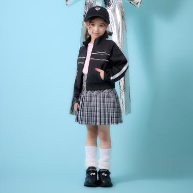 レースアップ　チェックプリーツスカパン