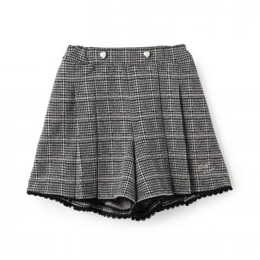 カットジャガードチェック　タックキュロットスカート