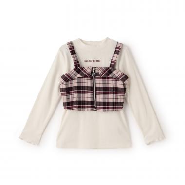 チェックビスチェ＆長袖Tシャツセット