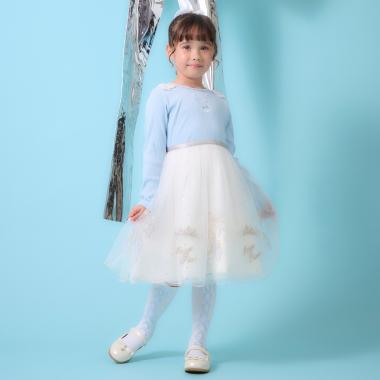 チュール刺しゅうドッキングワンピース