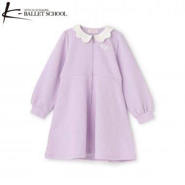 【バレエ】スカラップ衿 前開きカットジャガードワンピース