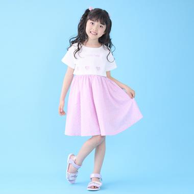 星柄・ギンガム　キャミワンピース＆Tシャツセット