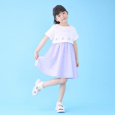 星柄・ギンガム　キャミワンピース＆Tシャツセット