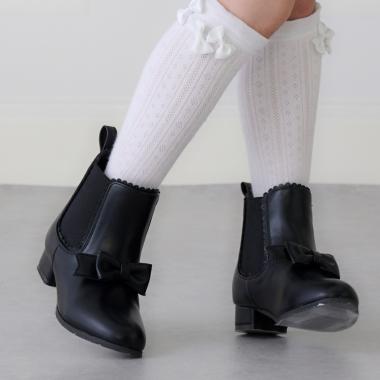 リボン　サイドゴアブーツ