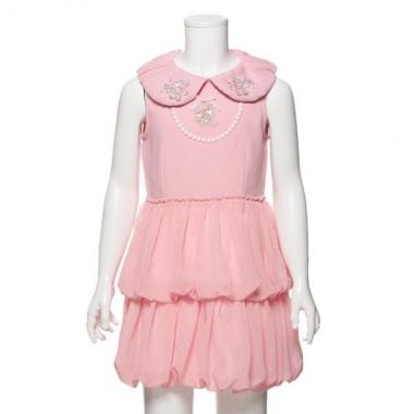 ビジュー襟つきワンピース