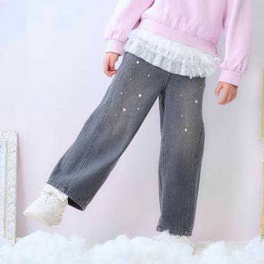 キラキラデニム・ツイル　ワイドパンツ