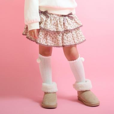 ヒョウ柄レースアップスカパン