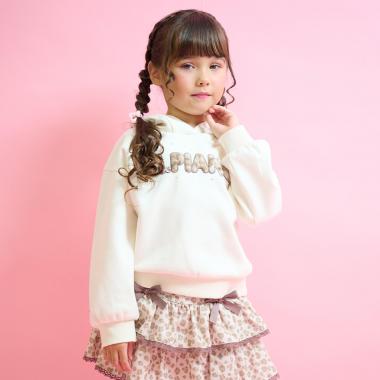 ネコ耳フェイクファーロゴ　プルパーカ