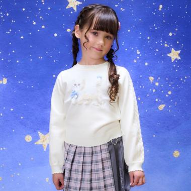 もふもふネコ　ニットプルオーバー