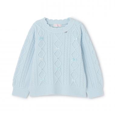 ケーブルリボン　モールニット　プルオーバー