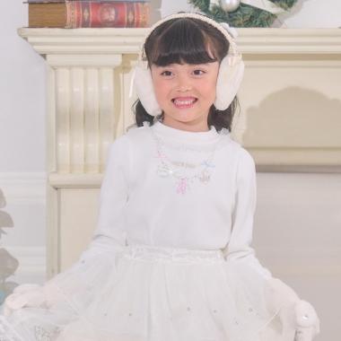 ネックレス刺しゅう　プチハイ長袖Tシャツ