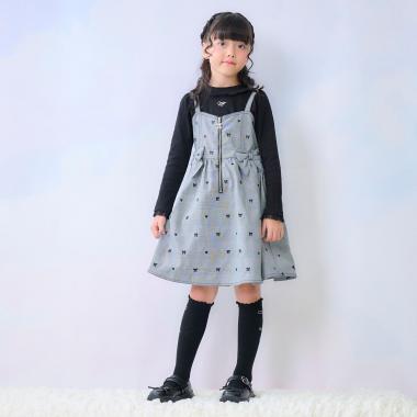 リボン刺しゅうキャミワンピース＆長袖Tシャツセット