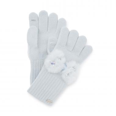 リボン　フェイクファーつきニット手袋