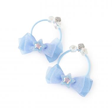 星つきリボン　ヘアポニー2個セット