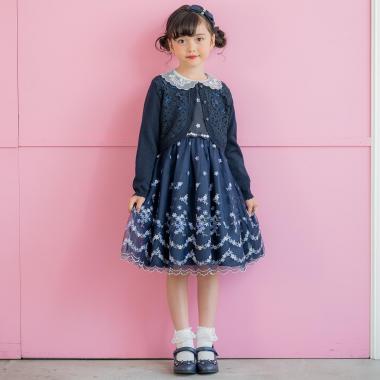 お花刺しゅうチュールワンピース